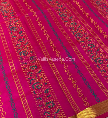 Pure Printed Silk Cotton Sarees - Peachish Pink with Pink - VVPSC003