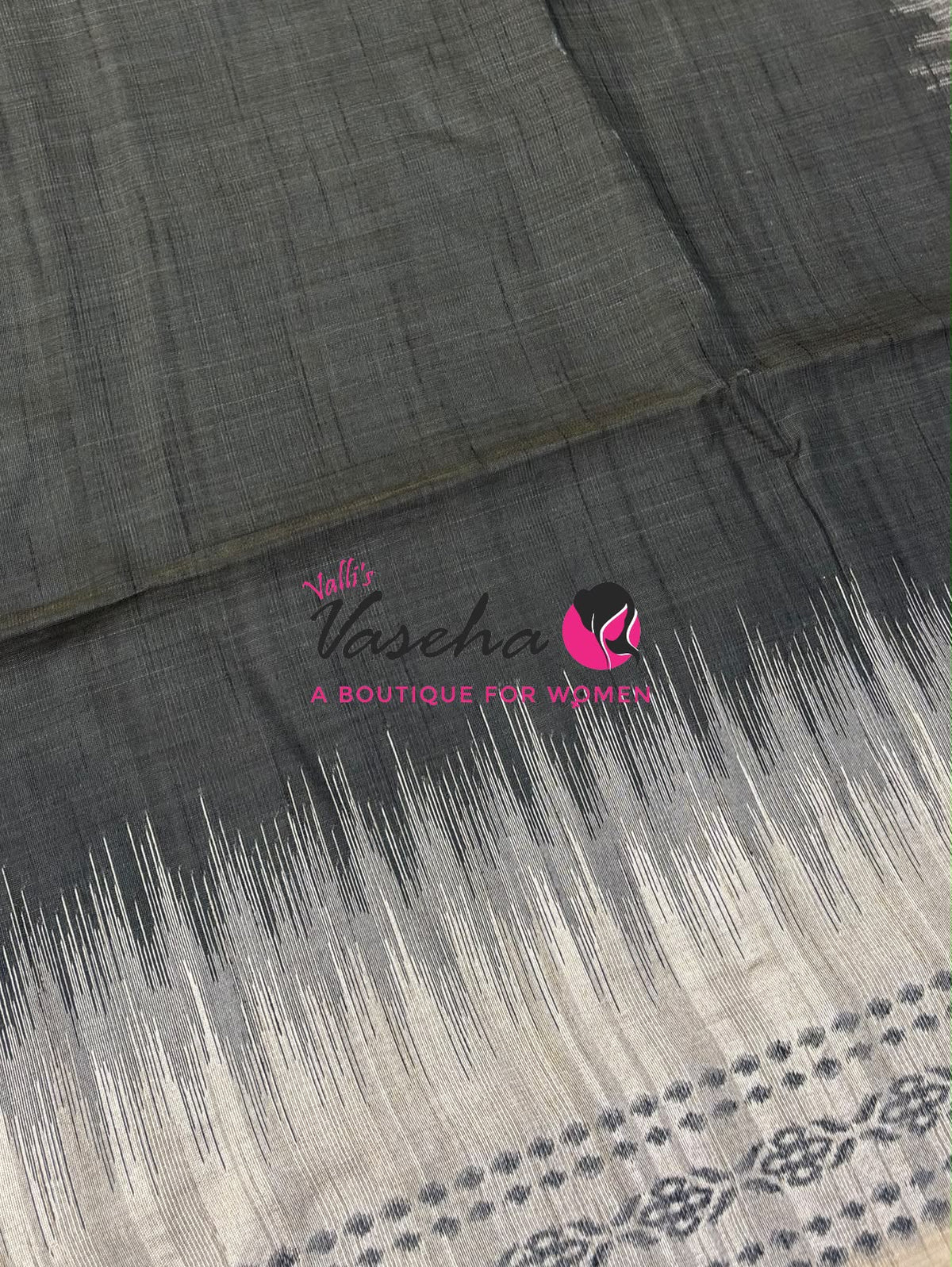 Semi Jute Silk Saree - Black With Cream Shade - VVSJS003