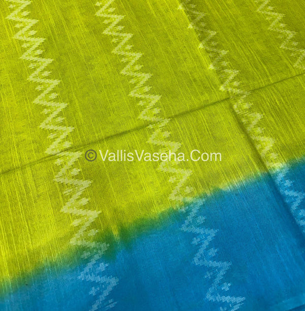 Bhagalpuri Silk - Green With Blue- VVBS005