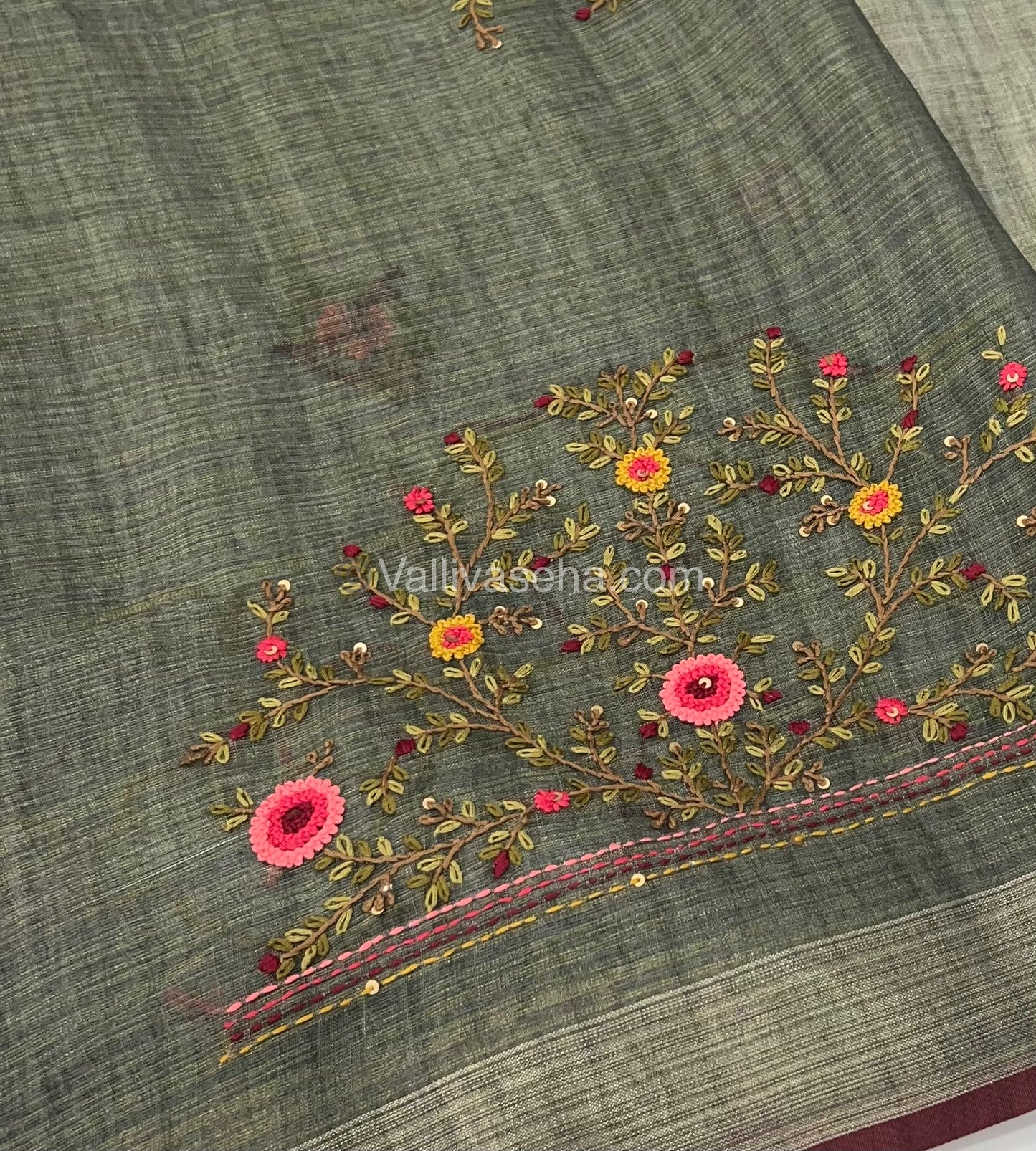 French Knot - Tissue Saree - Grey Shade - VVLFN001