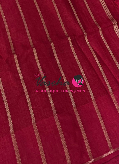 Semi Matka Tussar Silk Saree | Double Blouse | Redish, Pink Shade |VVSTS052