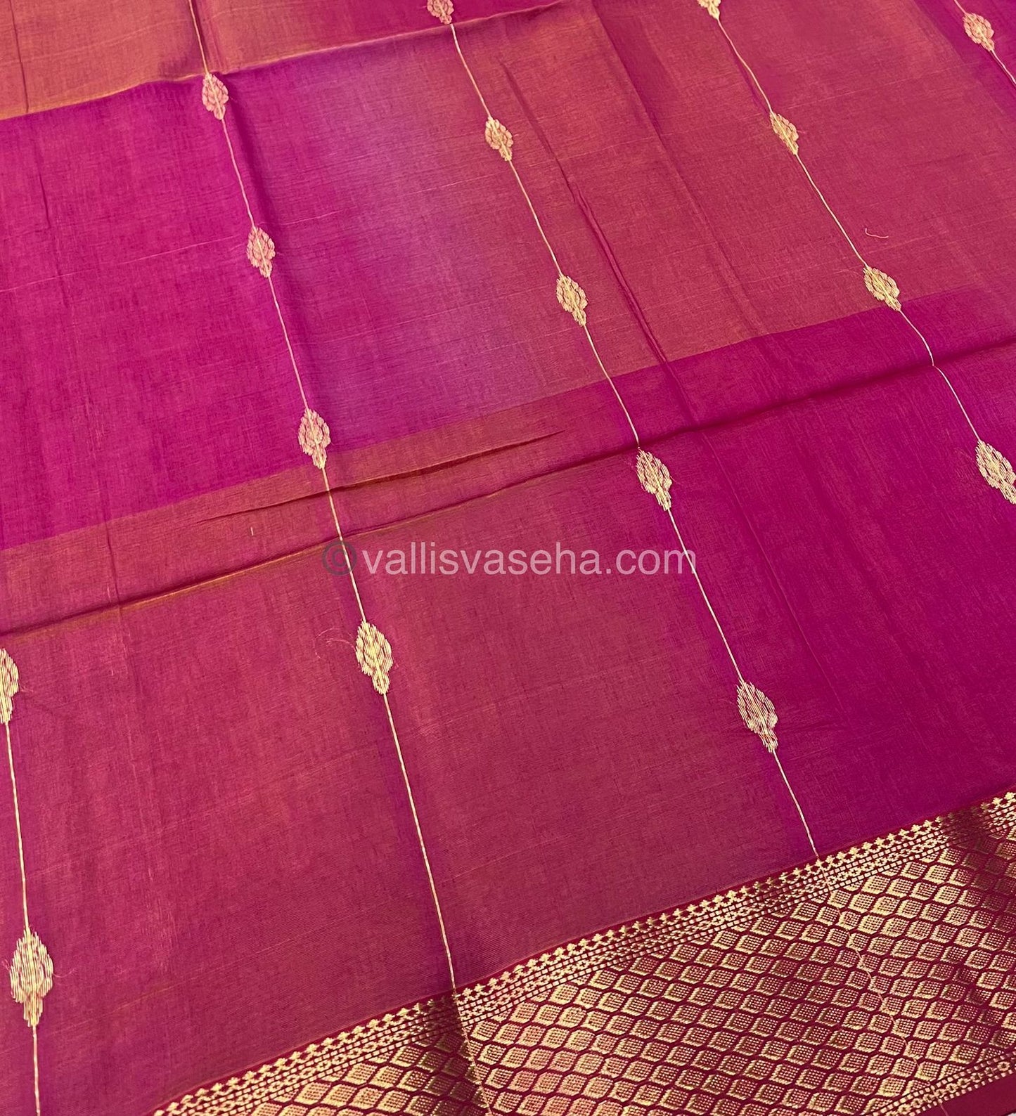 Pure Maheshwari Silk Cotton Saree -  Pink Color - VVMSC005