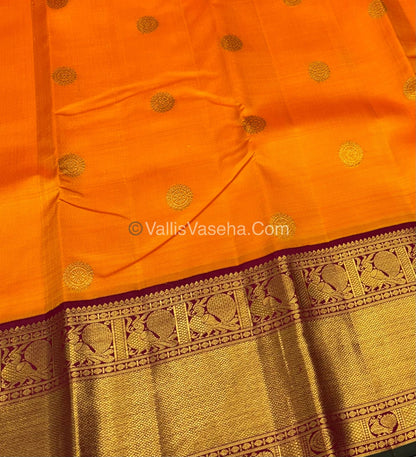 Pure Vintage Korvai Kanchipuram Silk Saree - Mango Yellow & Maroon Combo - VVPS038