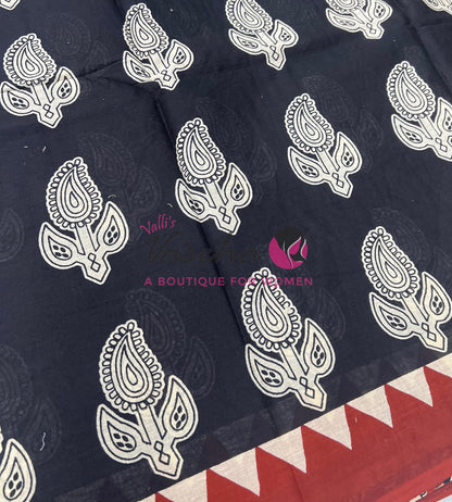 Pure Soft Mul Mul Cotton Sarees - Hand Block Prints - VVMMC010