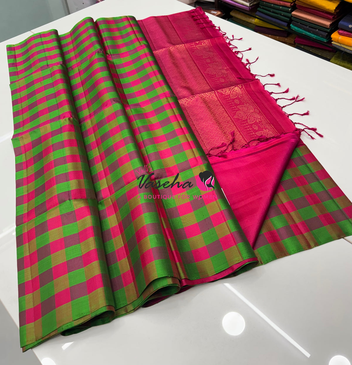 Pure Soft Silk Saree  - Small Pazhum Pazhamum Checks - VVPSS159