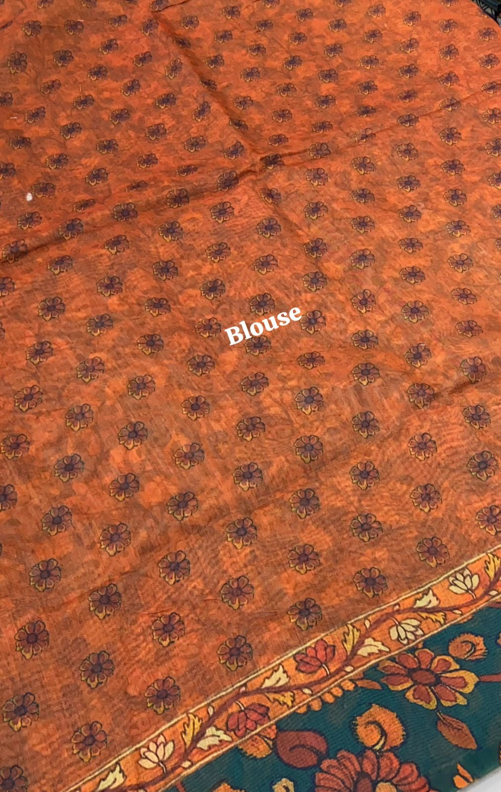 Chanderi Mixed Cotton Saree - Ikkat & kalamkari design  - VVCC002