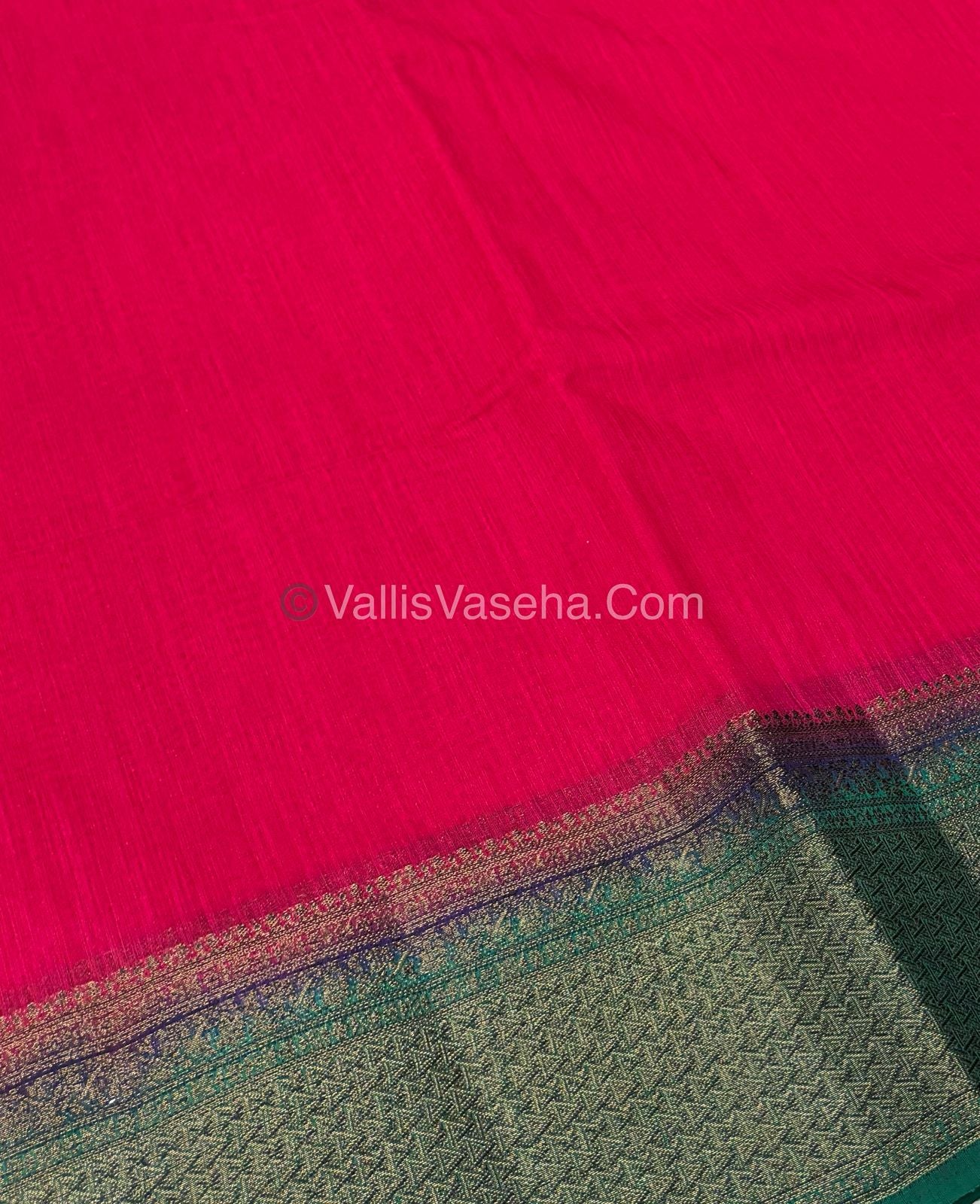 Bamboo Silk Saree - Pink With Blue Shade - VVBSS005