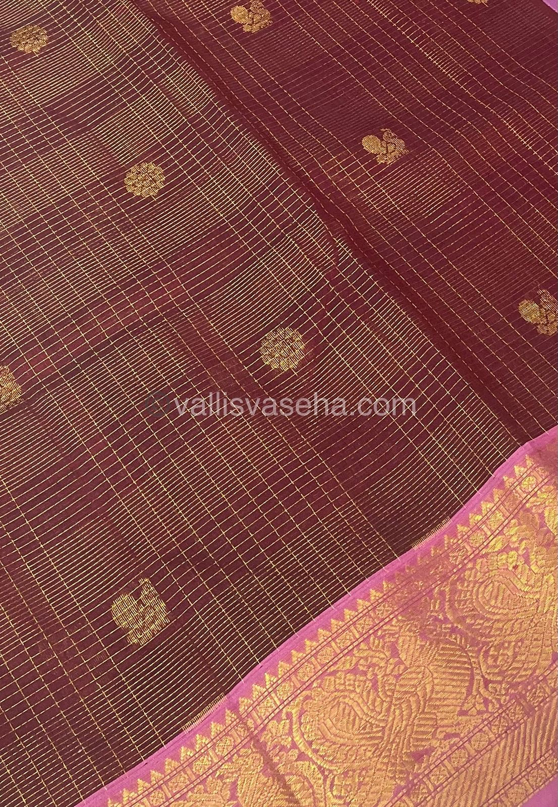 Pure Silk Cotton Saree - Vairavoosi checks - Mayil & Chakkaram - VVMCV002