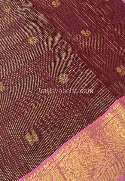 Pure Silk Cotton Saree - Vairavoosi checks - Mayil & Chakkaram - VVMCV002