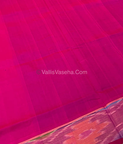 Semi Silk Cotton Saree - Blue & Pink Combo - VVSSC001
