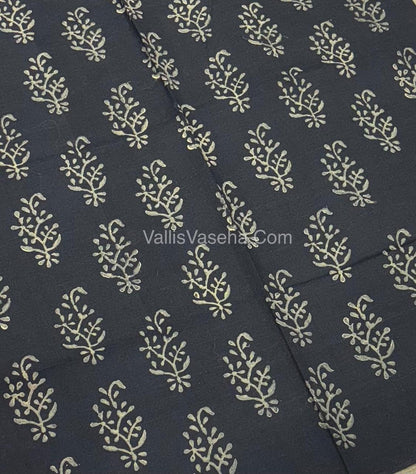 Poly Silk Mixed Cotton - Mirror Work Embroidery - Beige with Black - VVPCM001
