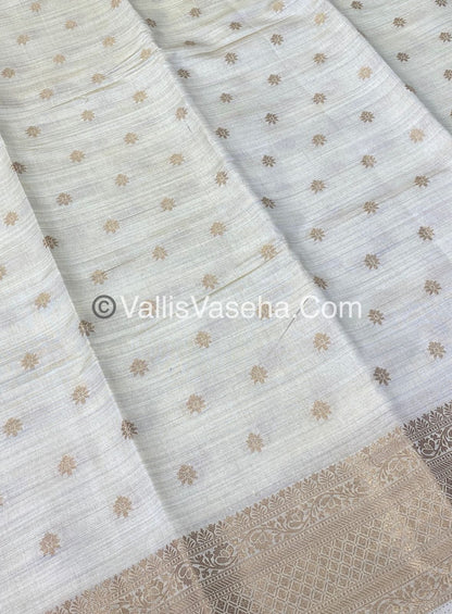 Semi Tussar Silk  - Cream Shade - VVSTS013