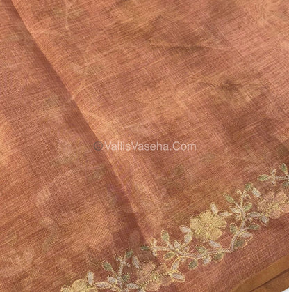 Tissue Linen Saree - light Orange Shade - VVTLS001