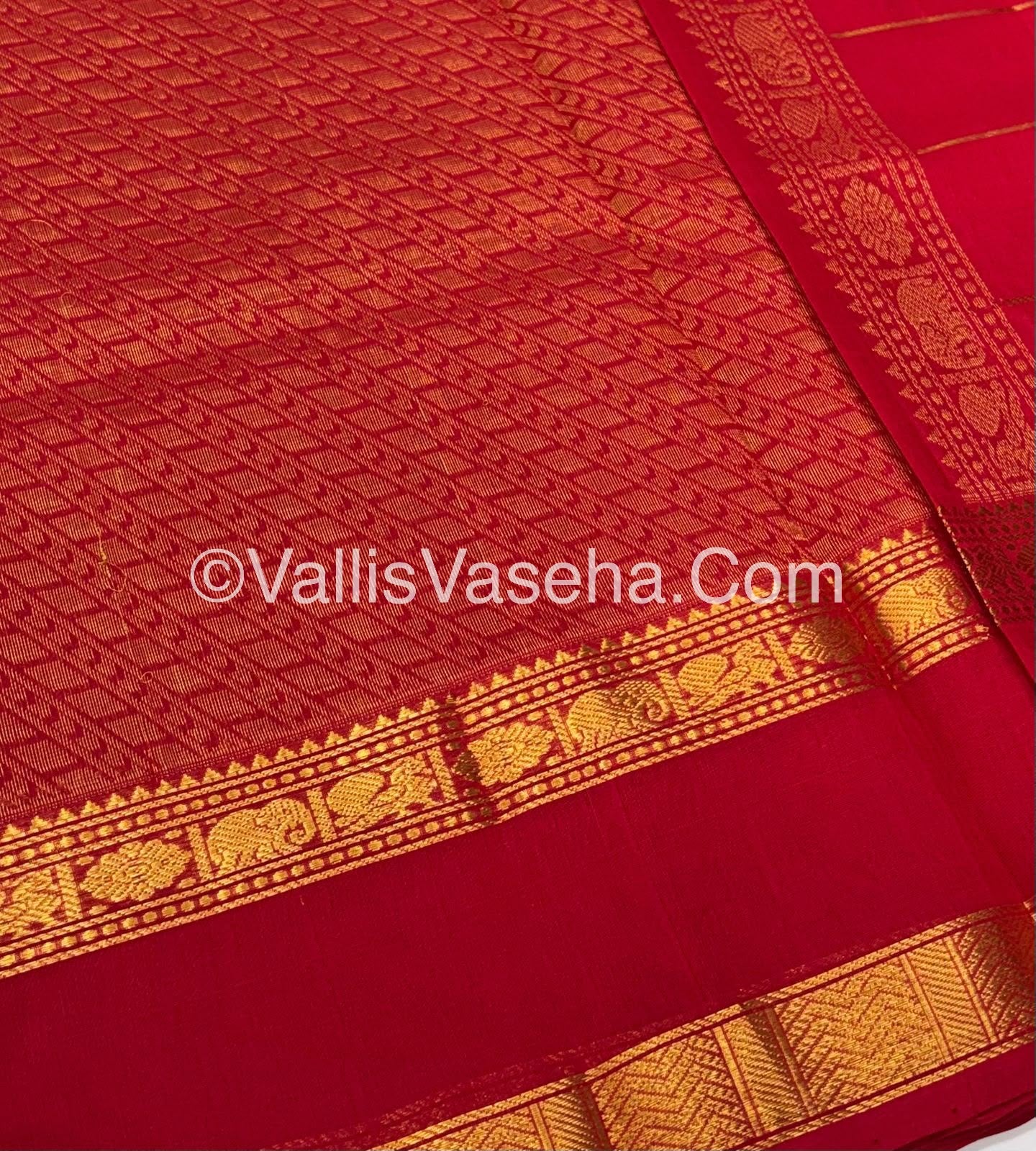 Pure Silk Cotton Saree - Red Shade - VVPSC012