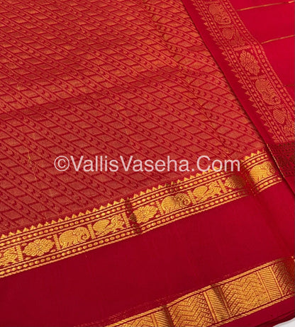 Pure Silk Cotton Saree - Red Shade - VVPSC012