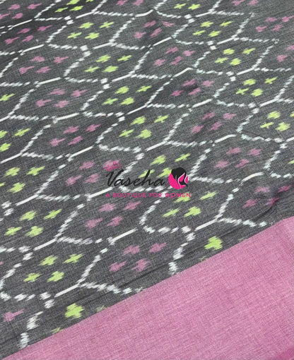 Ikkat Mercerised Cotton Saree - Single Ikkat - VVIKS001