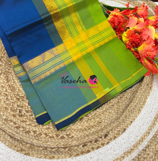 Pure Silk Cotton Saree - Ramar Blue & Green Shade - VVPSC013