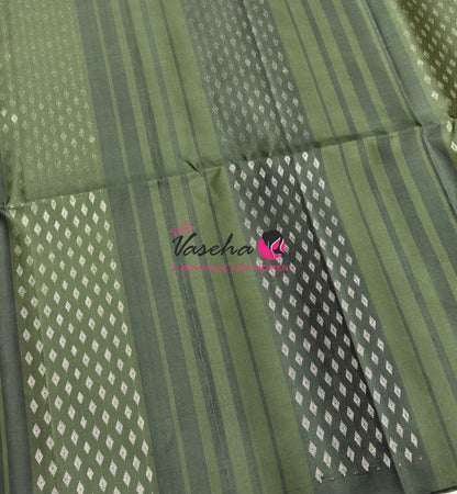 Pure Soft Silk Saree - Border Less  - Mahendi Green Shade - VVPSS068