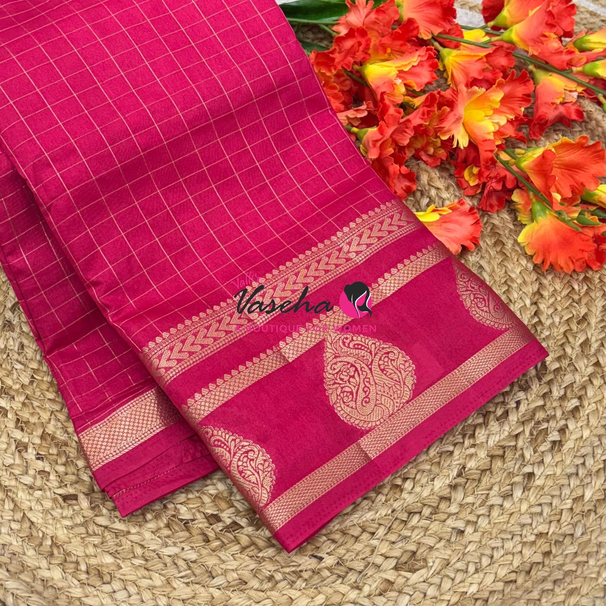Semi Tussar Silk Saree | Pink Shade |VVSTS061