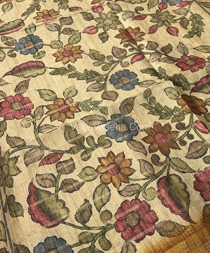 Semi Gicha Tussar Silk Saree - checks pattern - VVSGT001