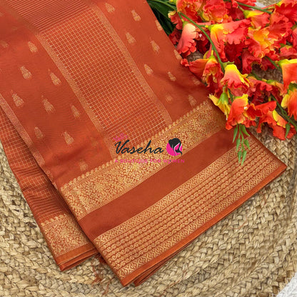 Semi Mysore Crepe Silk  - Orange Shade - VVSMC004