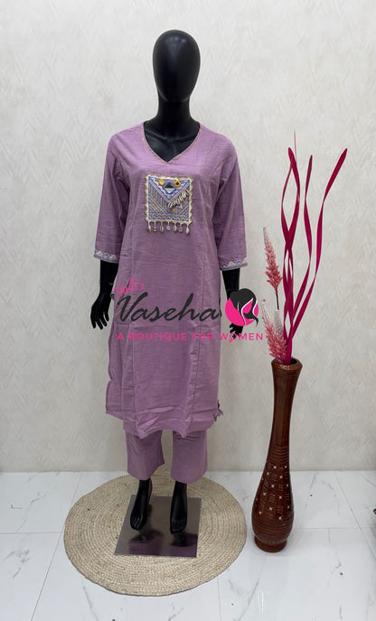 Top & Bottom(2pc) Co-Ord Set - Cotton - VVCS010