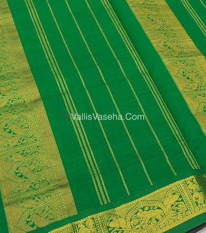 Semi Silk Cotton Saree - Pink With Green shade - VVSSC003