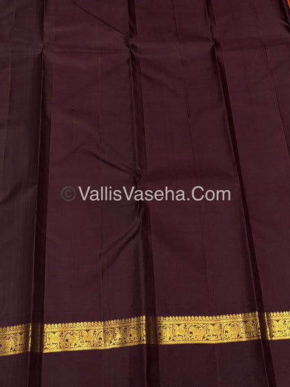 Pure Kanchipuram Silk Saree - Dark Rust Orange with Wine Brown Combo - VVPS025