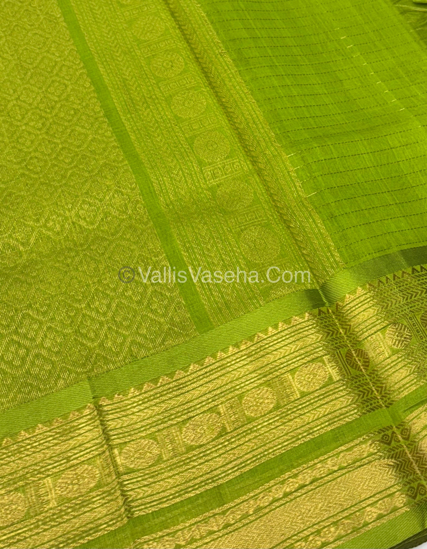 Pure Silk Cotton Saree | Brown With Green Shade |Lakshadeepam Design VVPLD002