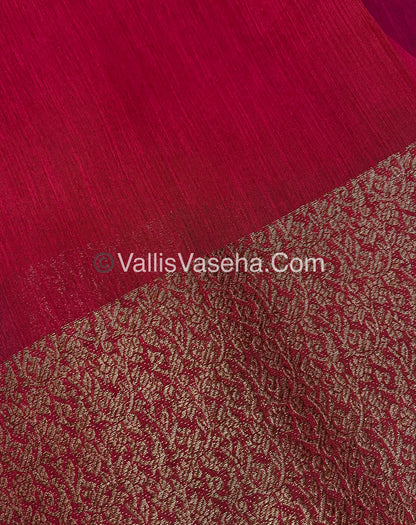 Bamboo Silk Saree -  Blue with Pink Shade - VVBSS010