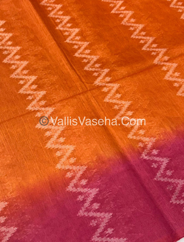 Bhagalpuri Silk - Dark Orange With Pink - VVBS005