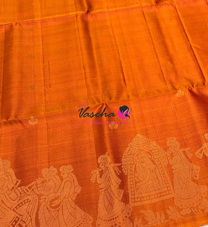 Pure Soft Silk Saree  - Orange Shade - VVPSS094