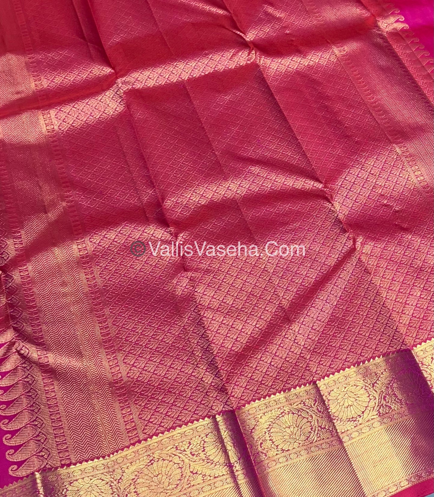 Pure Kanchipuram Silk Saree - Vaira Voosi design - Pink shade - VVPS014