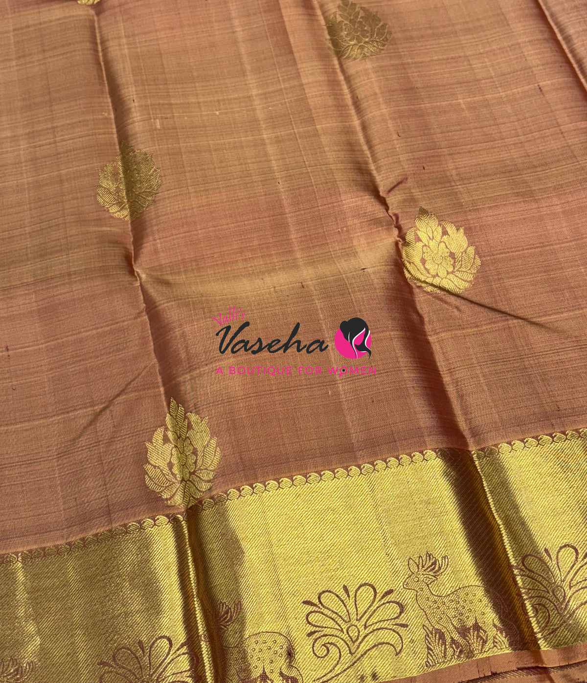 Pure Kanchipuram Silk Saree - Light Biscuit Cream Shade - VVPS099