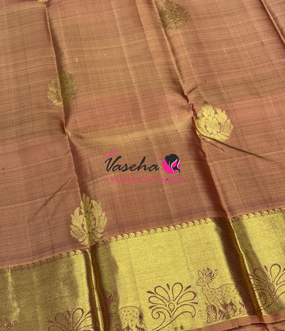 Pure Kanchipuram Silk Saree - Light Biscuit Cream Shade - VVPS099
