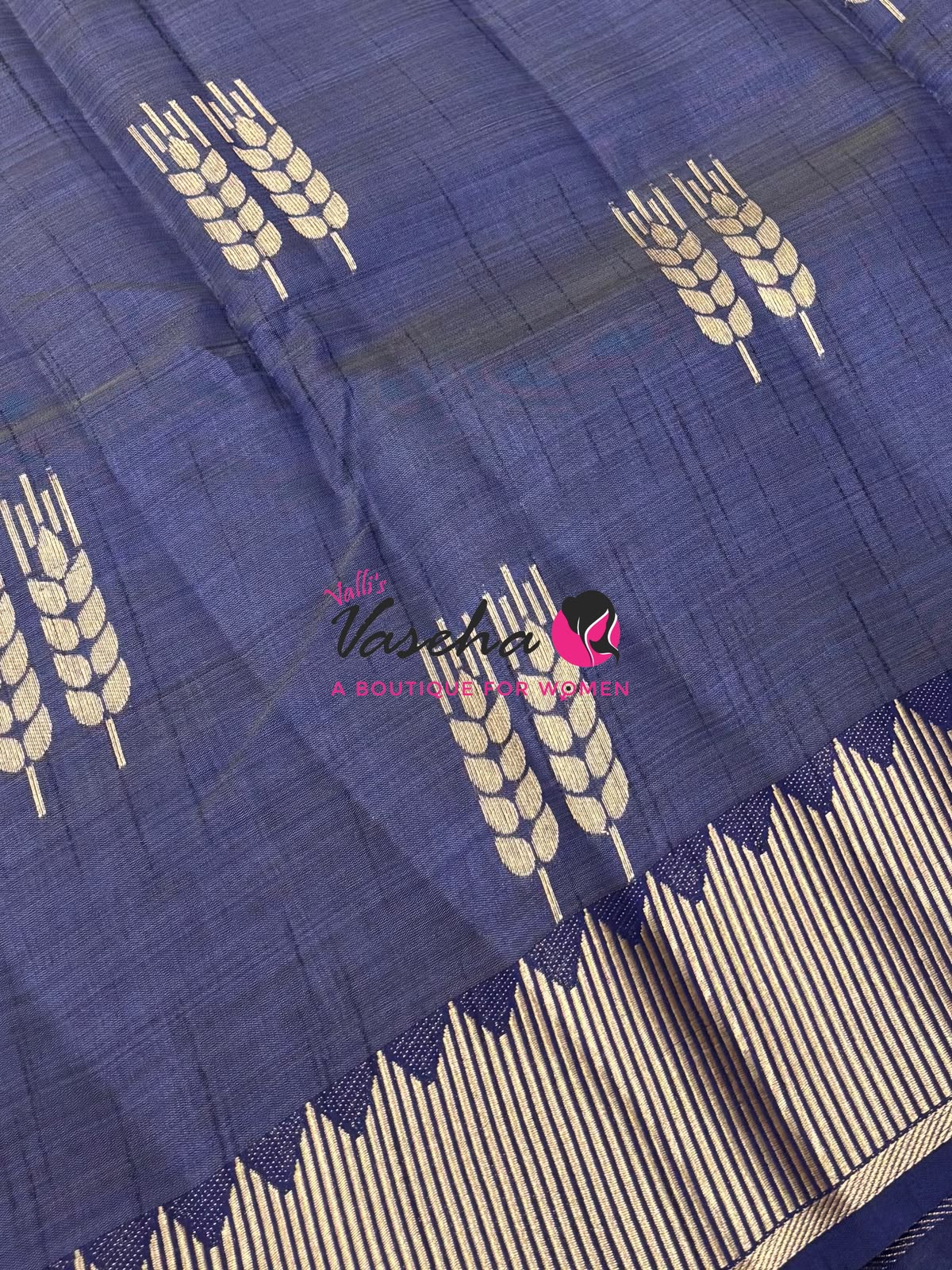 Semi Tussar Silk Saree | Navy Blue  Shade |VVSTS051