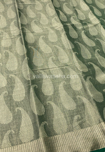 Semi Tussar Silk -  Dark Green  Shade - VVSTS001