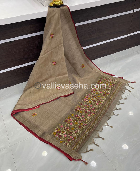 French Knot - Tissue Saree - Grey Shade - VVLFN001