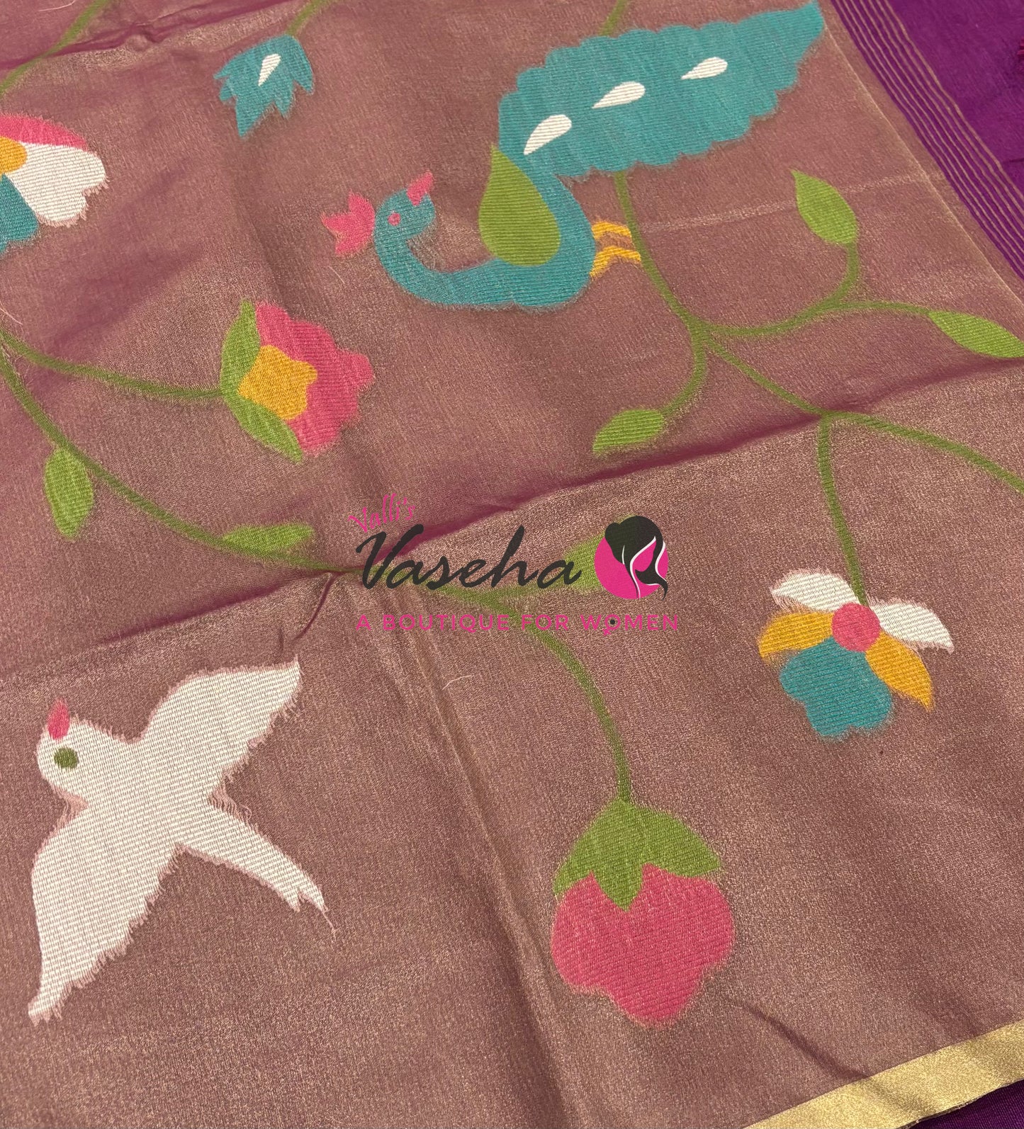 Semi Duppion Tussar Silk Saree | Purple Shade |VVSDT001