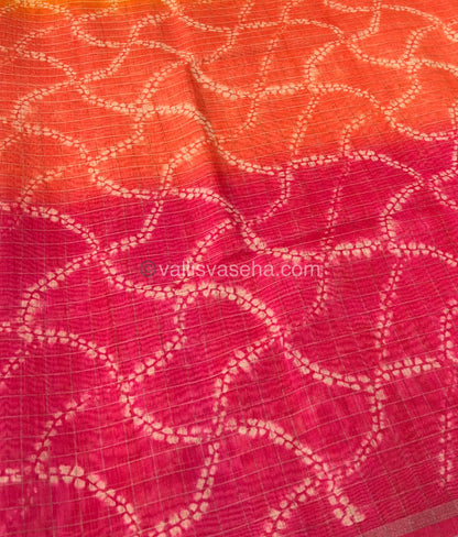 Semi Chanderi Saree - Fusion Of Bandhini & Madhubani- VVSCS002
