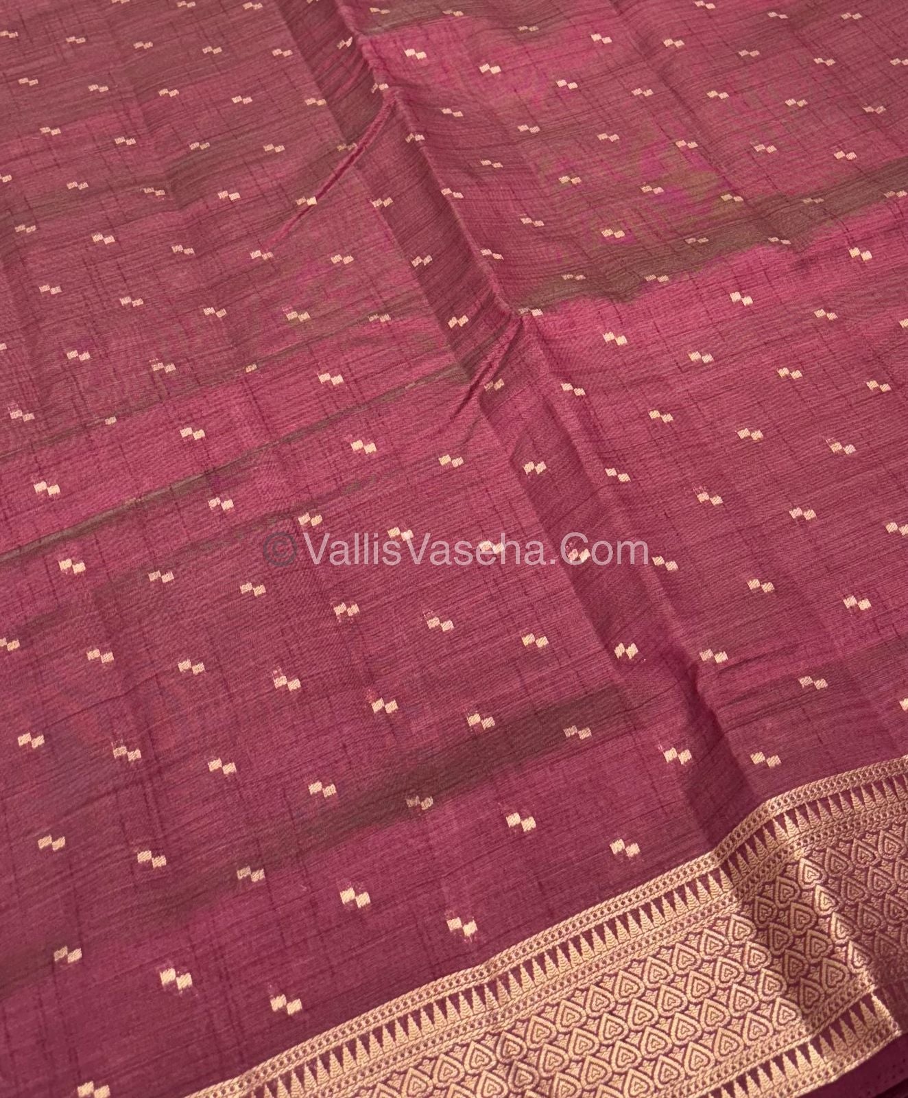 Semi Tussar Silk - Grand Pallu  - Wine Shade - VVSTS020