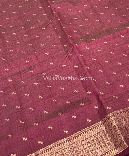 Semi Tussar Silk - Grand Pallu  - Wine Shade - VVSTS020