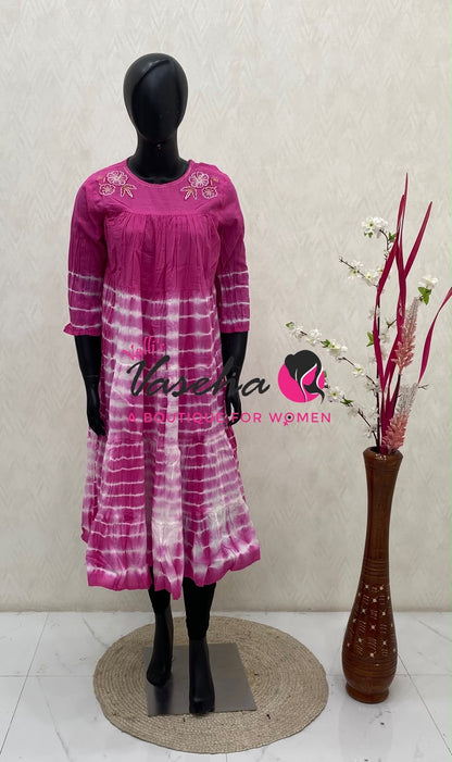 Ready Made - Jaipur Cotton - Shibori Design -  Maxi / Frock Style - VVRM002