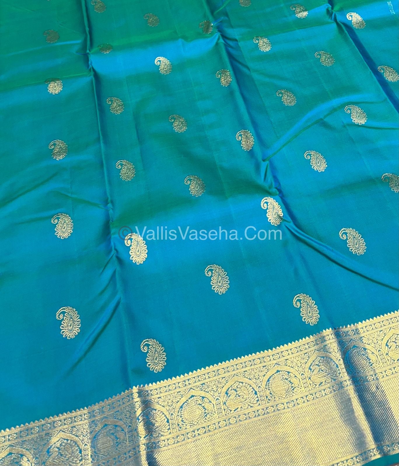 Pure Kanchipuram Silk Saree - Blue Shade - VVPS011