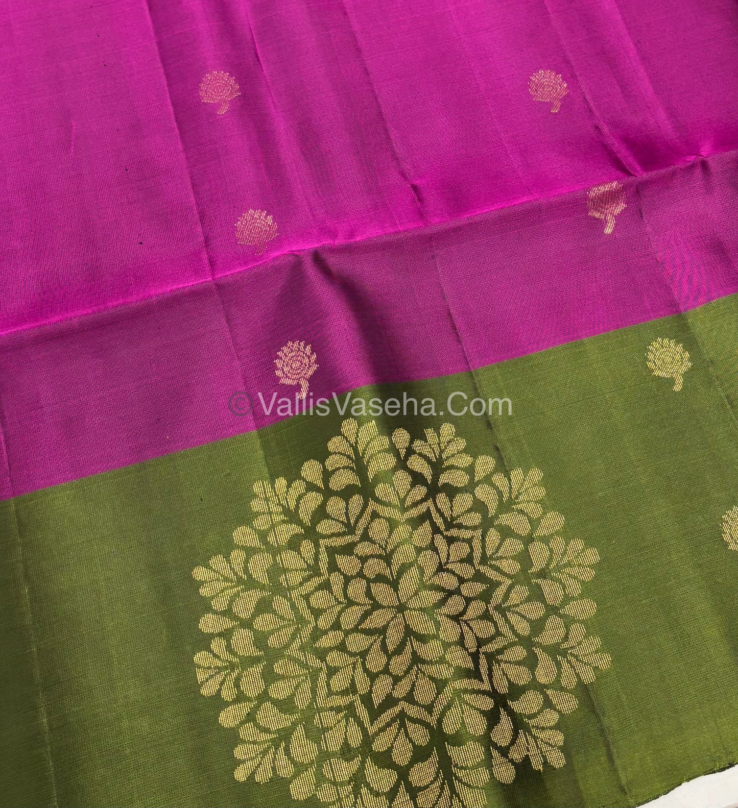 Pure Soft Silk Saree - Purplish Pink & Green  - VVPSS064