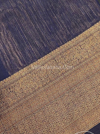 Bamboo Silk Saree - Green With Blue Shade - VVBSS008