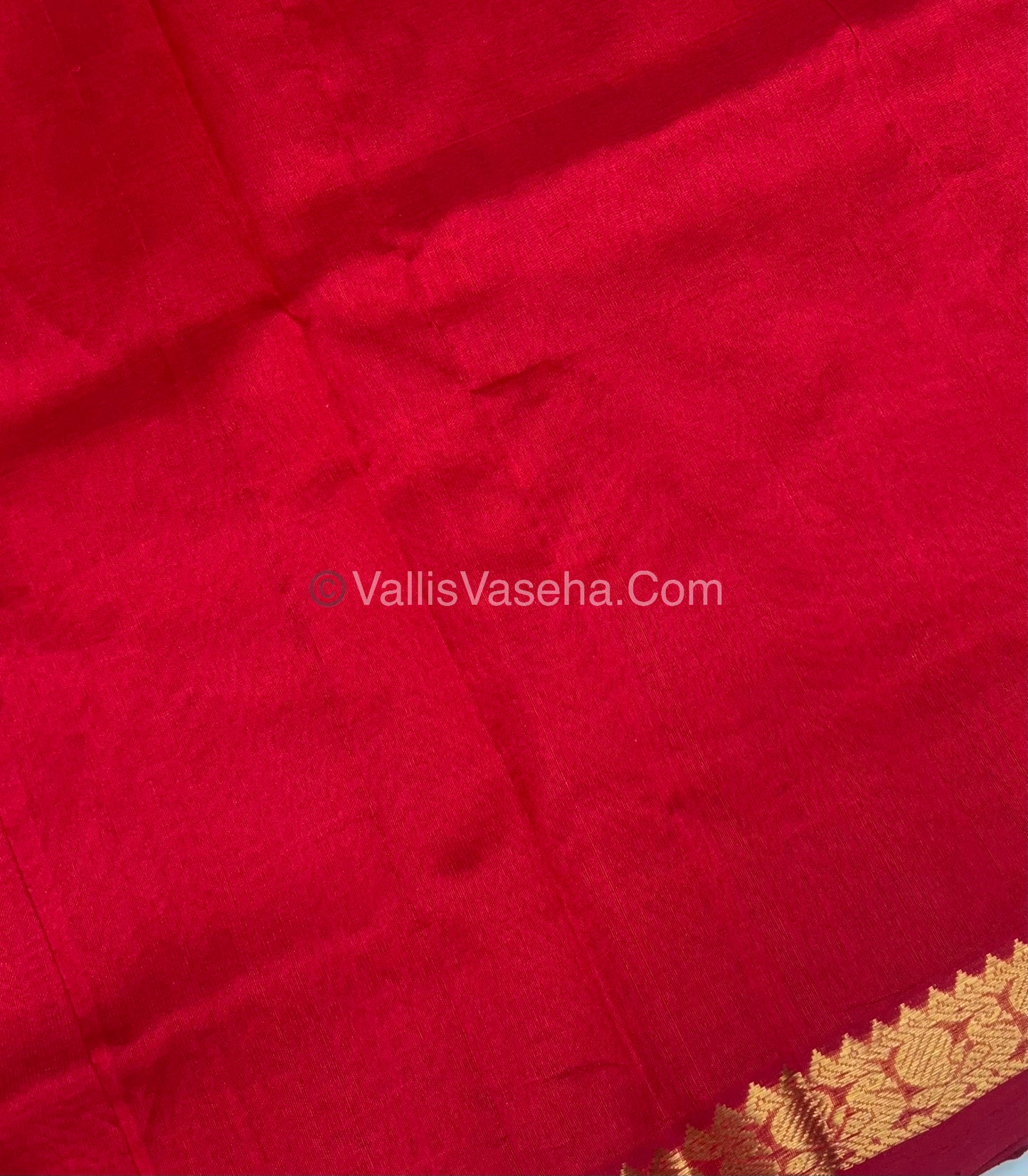 Pure Silk Cotton Saree -  Mayil & Elephant Design - Red - VVMES001