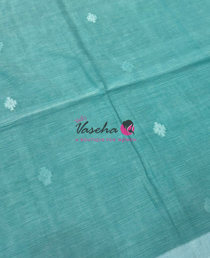 Bengal Kaddhi Cotton Saree | VVBKC002 | Sea Blue Shade