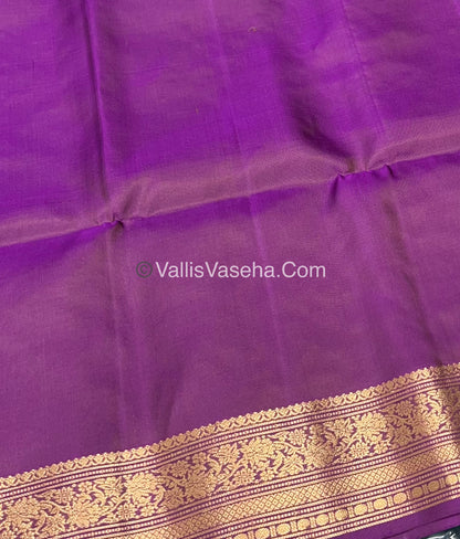 Pure Soft Silk Saree - Kanchi Border - Mustard & Purple Combo - VVPSS046