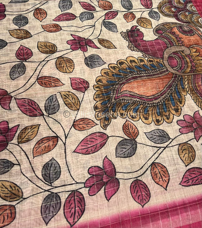 Semi Chanderi Saree - checks pattern - VVSCS002